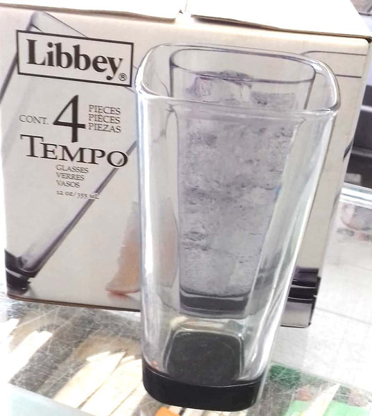 Juego De 4 Vasos Tempo Fdo Negro Crisa